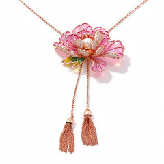 Classic Flower Enamel Long NCK/Tassel