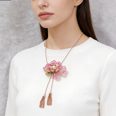 Classic Flower Enamel Long NCK/Tassel