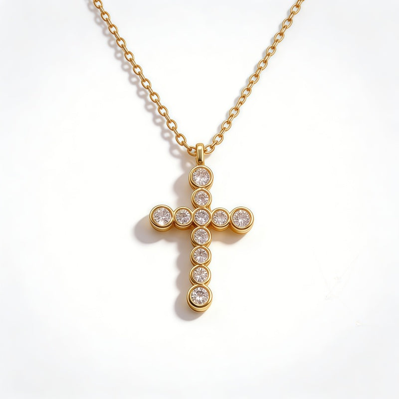 Cross NCK/18K GLD CZ