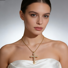 Cross NCK/18K GLD CZ