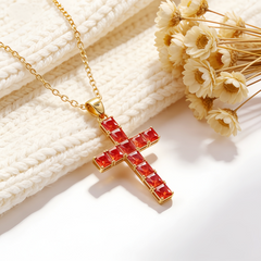 Cross range red nano Necklace /18K GOLD