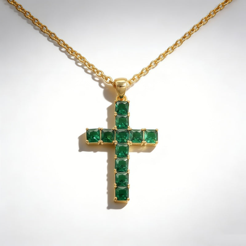 Cross  green nano NCK/18K GLD