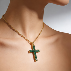 Cross  green nano NCK/18K GLD