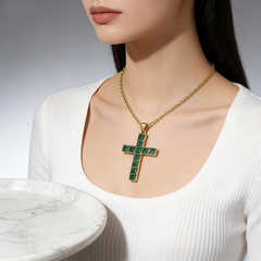 Cross  green nano NCK/18K GLD