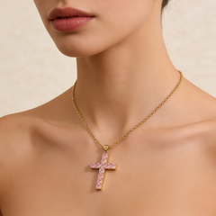 Cross pink nano NCK/18K GLD