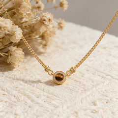 Tiger eyes Necklace/18k GOLD