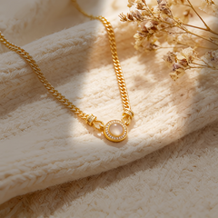 Gray cat eyes Necklace/18k GOLD