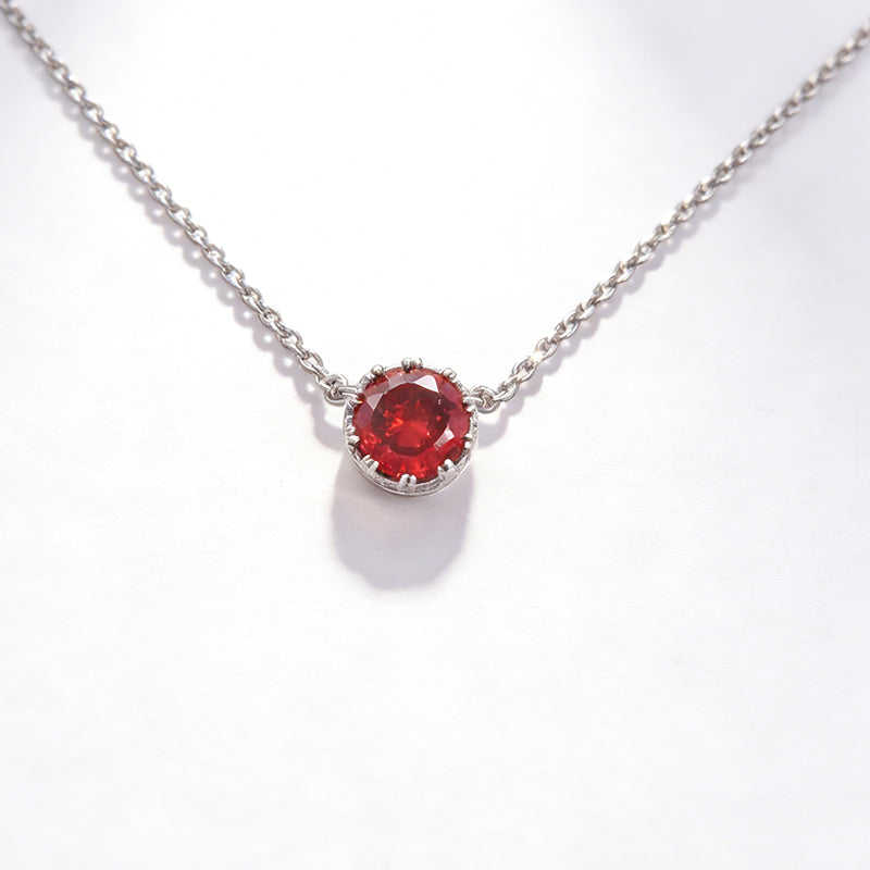 Pomegranate red Necklace /Rhodium
