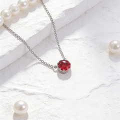 Pomegranate red Necklace /Rhodium