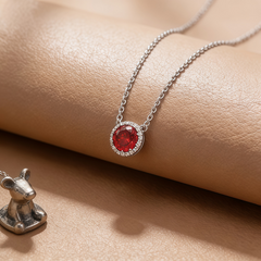 Pomegranate red Necklace /Rhodium