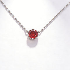 Pomegranate red Necklace /Rhodium