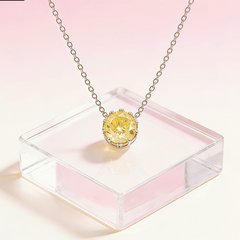 Olive yellow  Necklace /Rhodium