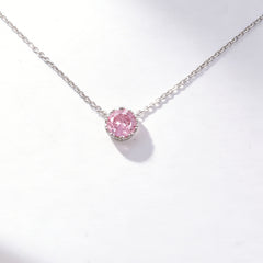 Pink zircon Necklace /Rhodium