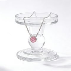 Pink zircon Necklace /Rhodium