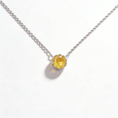 Golden yellow zircon Necklace /Rhodium