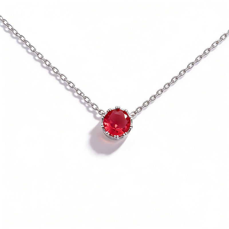 Magenta  Necklace /Rhodium