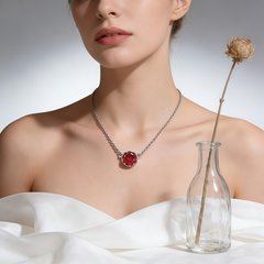 Magenta  Necklace /Rhodium