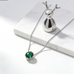 Green  Necklace /Rhodium