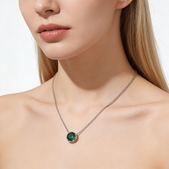 Green  Necklace /Rhodium