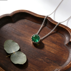 Green  Necklace /Rhodium