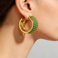 Earrings/18K GLD (Single-sided Stone Setting)