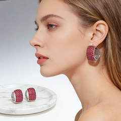 Double sided Cubic Zirconia Earrings/Rhodium