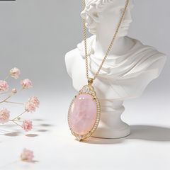 Rose quartz  Necklace/GOLD