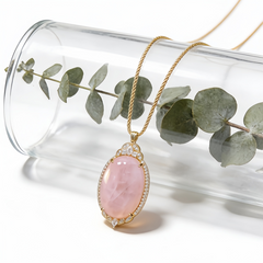 Rose quartz  Necklace/GOLD