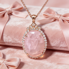 Rose quartz  Necklace/Rose gold
