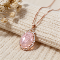 Rose quartz  Necklace/Rose gold