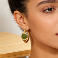 UNAKITE HOOP Earrings /GOLD