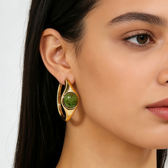 UNAKITE HOOP Earrings /GOLD