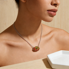 UNAKITE Necklace/Rhodium