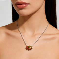 UNAKITE Necklace/Rhodium