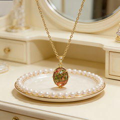 UNAKITE PENDANT  Necklace/GOLD