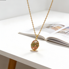 UNAKITE PENDANT  Necklace/GOLD