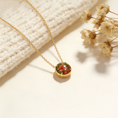 ROUND UNAKITE Necklace/GOLD