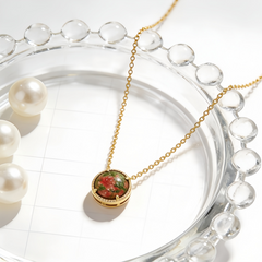 ROUND UNAKITE Necklace/GOLD