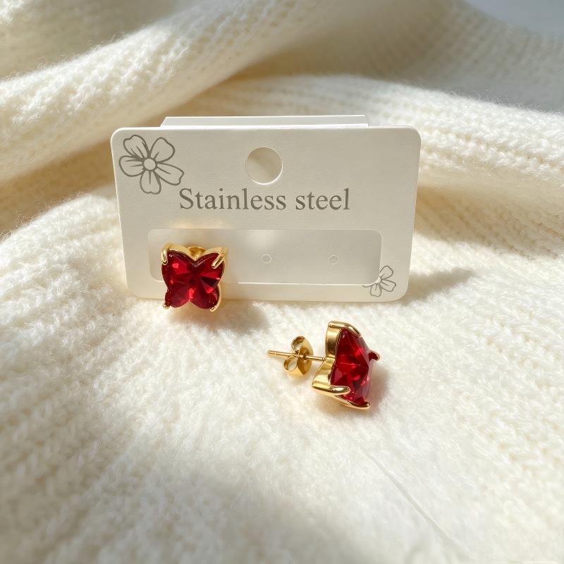 Red Crystal Stud Earrings