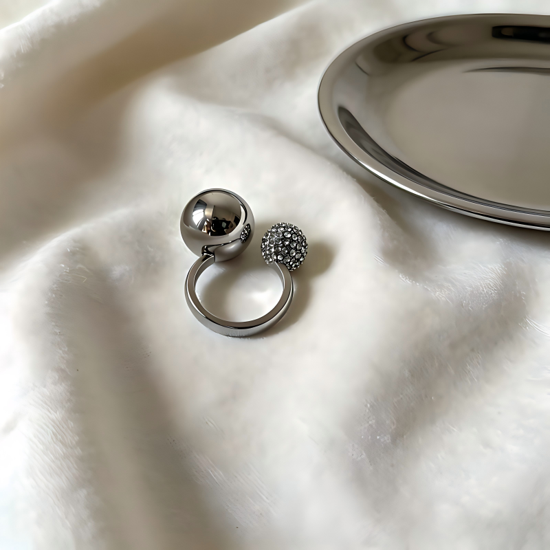 Duo Sphere Contrast Ring/Stainless Steel