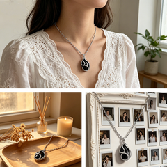 Michelle black agate Necklace